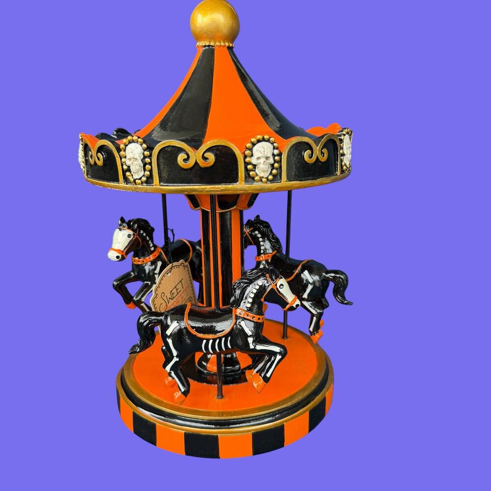 Halloween Carousel Skeleton Horses Sweet Street Merry Go Round NWT Decor